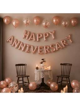 Special You - Rose Gold Anniversary Decoration Metallic & Confetti Balloons