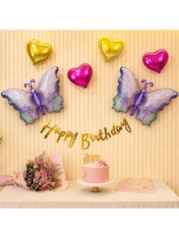 Special You - Heart Foil Butterfly Birthday Decoration Kit with Balloons, 8 Pieces