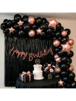 Special You - Black Rose Gold Birthday Decoration Kit with Chrome & Star Balloons