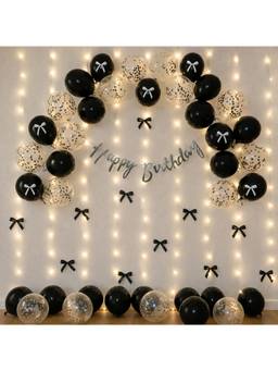 Special You - Black White Bow Birthday Decoration Kit with Balloons, 33 Pieces