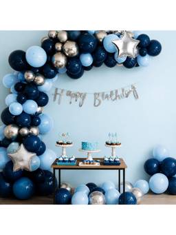 Special You - Blue Birthday Decoration Kit with Pastel-Navy & Silver Balloons
