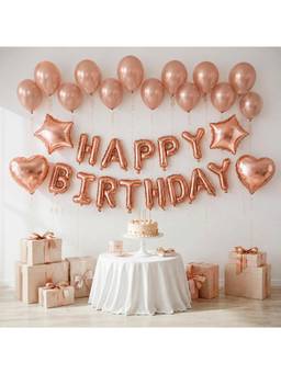 Special You - Rose Gold Birthday Decoration Kit with Star & Heart Foil Balloons, 16 Pieces