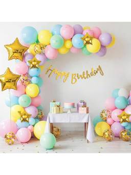 Special You - Pastel Birthday Decoration Kit with Gold Confetti & Star Foil Balloons