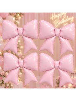 Special You - Pink Bow Foil Balloons Birthday Decoration Kit, 4 Pieces