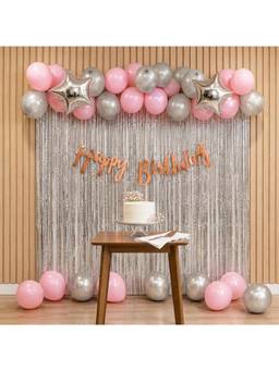 Special You - Pastel Pink Birthday Decoration Kit with Silver & Star Balloons, 26 Pieces