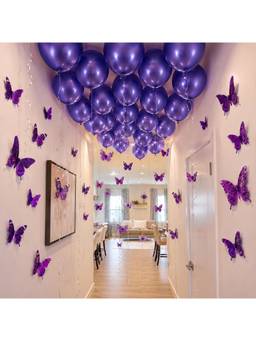 Special You - Purple Birthday Decoration Chrome Balloons & Butterfly Stickers