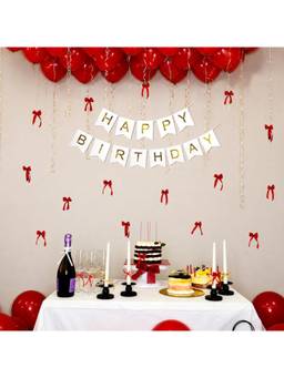 Special You - Red White Birthday Decoration Kit with Ribbon Bow & HBD Banner