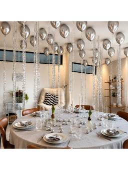 Special You - Silver Birthday Decoration Kit with Balloons & Fringe Curtains, 33 Pieces