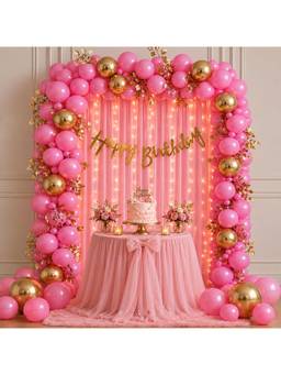 Special You - Pink Gold Theme Birthday Decoration Kit with Metallic Balloons