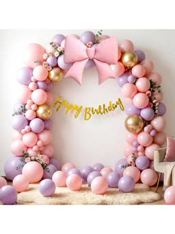 Special You - Pink Purple Bow Birthday Decoration Kit with Foil Balloons, 59 Pieces
