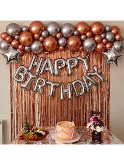 Special You - Rose Gold Silver Birthday Decoration Kit with Chrome & Foil Balloons, 27 Pieces