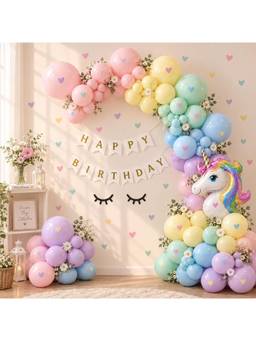 Special You - Unicorn Theme Birthday Decoration Kit with Pastel Balloons