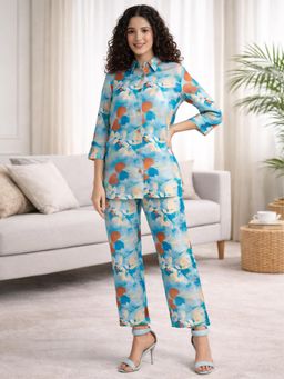 Gahan - Women Blue Digital Printed Cotton Blend Co-Ord Set
