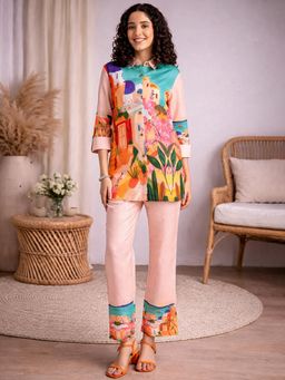 Gahan - Women Multicolour Digital Printed Cotton Blend Co-Ord Set