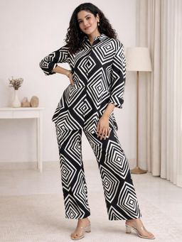 Gahan - Women Black Geometric Printed Cotton Blend Co-Ord Set