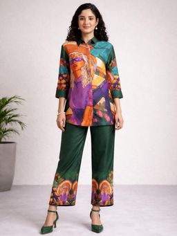 Gahan - Women Multicolour Digital Printed Cotton Blend Co-Ord Set