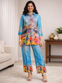 Gahan - Women Multicolour Digital Printed Cotton Blend Co-Ord Set