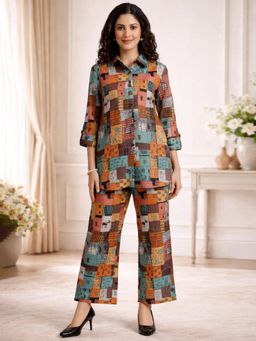 Gahan - Women Multicolour Digital Printed Cotton Blend Co-Ord Set