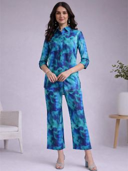 Gahan - Women Blue Digital Printed Cotton Blend Co-Ord Set