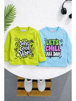 Googo Gaaga - Boys Full Sleeves Cotton Typography T-Shirts (Pack of 2)