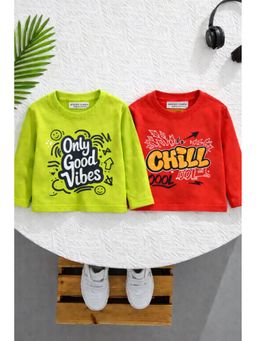 Googo Gaaga - Boys Full Sleeves Cotton Typography T-Shirts (Pack of 2)