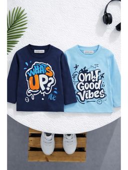 Googo Gaaga - Boys Full Sleeves Cotton Typography T-Shirts (Pack of 2)