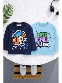 Googo Gaaga - Boys Full Sleeves Cotton Typography T-Shirts (Pack of 2)