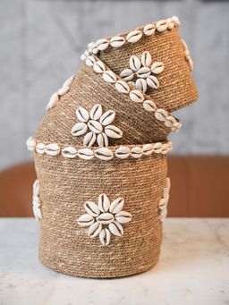 Casa Luna Decor - Seagrass Round Shell Basket (Pack of 3)