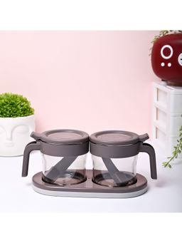 Voncasa - Grey Color Plastic Basket (Pack of 2)