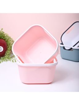 Voncasa - Pink Color Plastic Basket (Pack of 2)