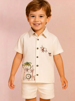 Tilsim by Sagarika Mehrotra - Boy Off White Jungle Roar Shirt