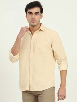 JadeBlue - Beige Solid Slim Fit Shirt