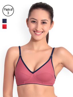 Floret - Pack Of 3 Solid T Shirt Bra - Multi-Color