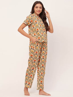 Moomaya - Sleepwear Cotton Night Suits - Yellow (Set of 2)