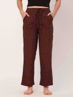 Moomaya - Sleepwear Printed Elastic Waist Pajamas - Brown