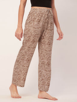 Moomaya - Sleepwear Printed Elastic Waist Pajamas - Beige