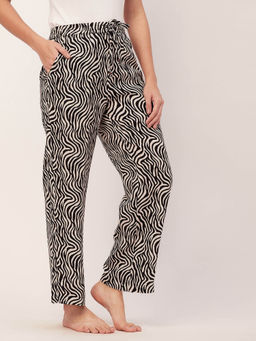 Moomaya - Sleepwear Printed Elastic Waist Pajamas - Black
