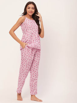 Moomaya - Sleepwear Sleeveless Nightsuit - Pink (Set of 2)