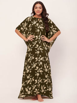 Moomaya - Sleepwear Printed Kaftan Maxi for Women - Green