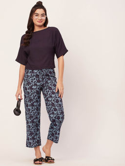 Moomaya - Sleepwear Night Suit for Women - Blue (Set of 2)