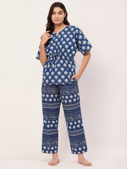 Moomaya - Sleepwear Cotton Night Suit - Blue (Set of 2)