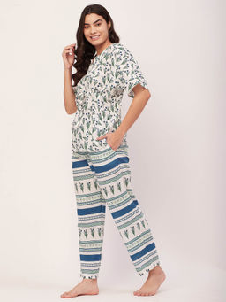 Moomaya - Sleepwear Cotton Night Suit - White (Set of 2)