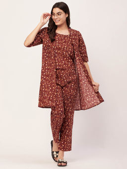 Moomaya - Sleepwear Cotton Loungewear - Brown (Set of 3)