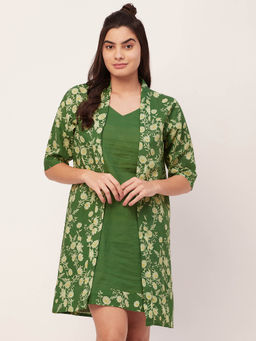 Moomaya - Cotton Night Dress for Women - Green (Set of 2)