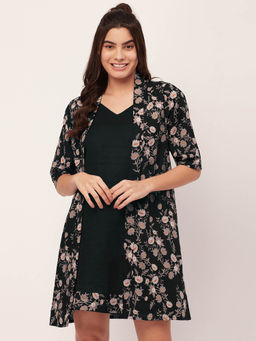 Moomaya - Cotton Night Dress for Women - Black (Set of 2)