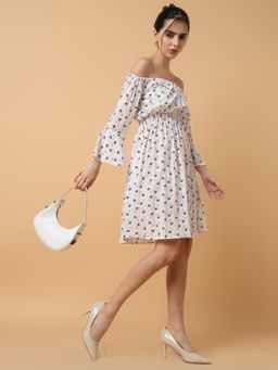 SHOWOFFFF - Women White Floral Off Shoulder Dress