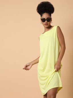 SHOWOFFFF - Women Solid Yellow T-shirt Dress