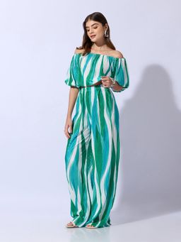 SHOWOFFFF - Women Printed Green Co-Ord (Set of 2)