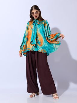 SHOWOFFFF - Edition Womens Green Abstract Shirt Style Top