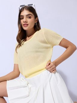 SHOWOFFFF - Womens Yellow Stripes Regular Top